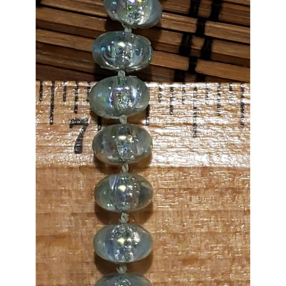 Vtg Unsigned 59" Long Strand Faux Iridescent Blue Bead Necklace 2 or 3 Strand - Picture 5 of 8